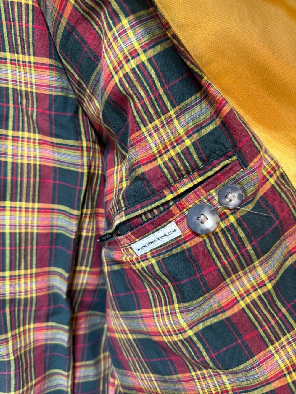 Lewis Creek Vintage 90's Yellow Duck Canvas Plaid Lined Harrington Bomber Jacket - Picture 7 of 10